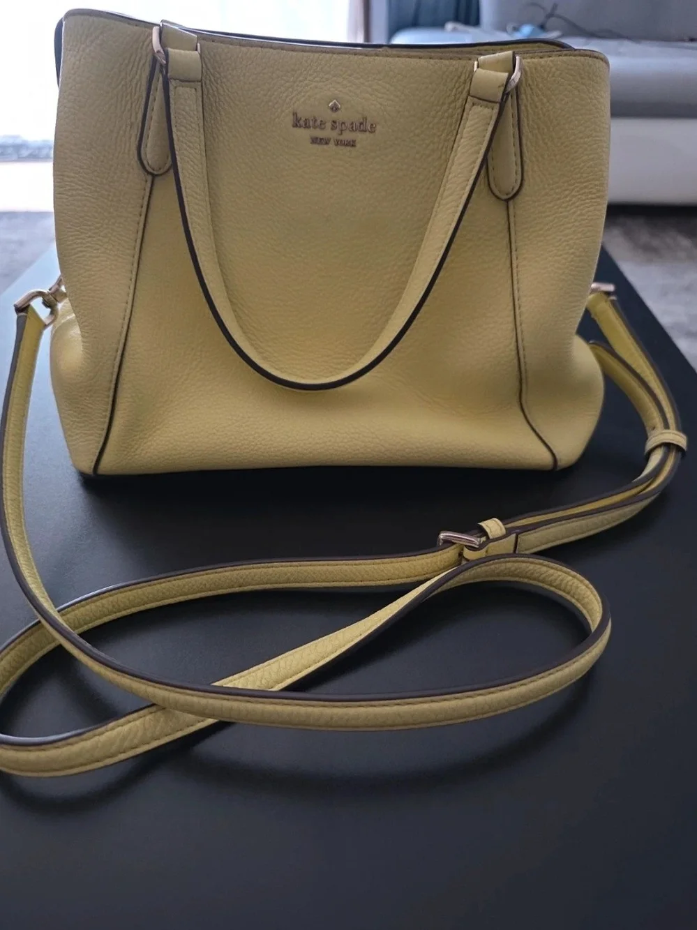 kate spade Lemon Yellow Leather Tote with Removable Strap